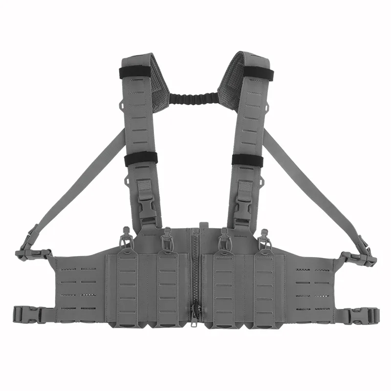 Lightweight SF Tactical Chest Rig Molle Mount H-Shape Harness Zip Link Fastening