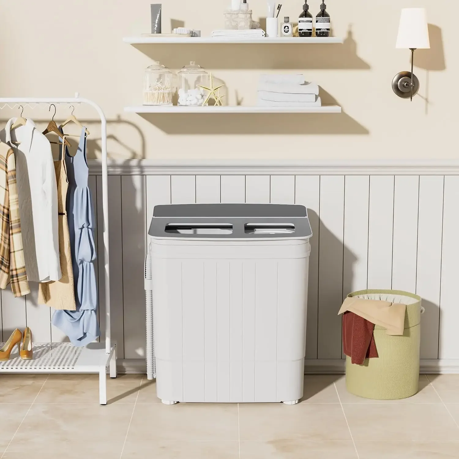 Portable Washing Machine Mini 17.6 Lbs Compact Washer Machine And Dryer Combo Small Twin Tub Washer with Spin Cycle