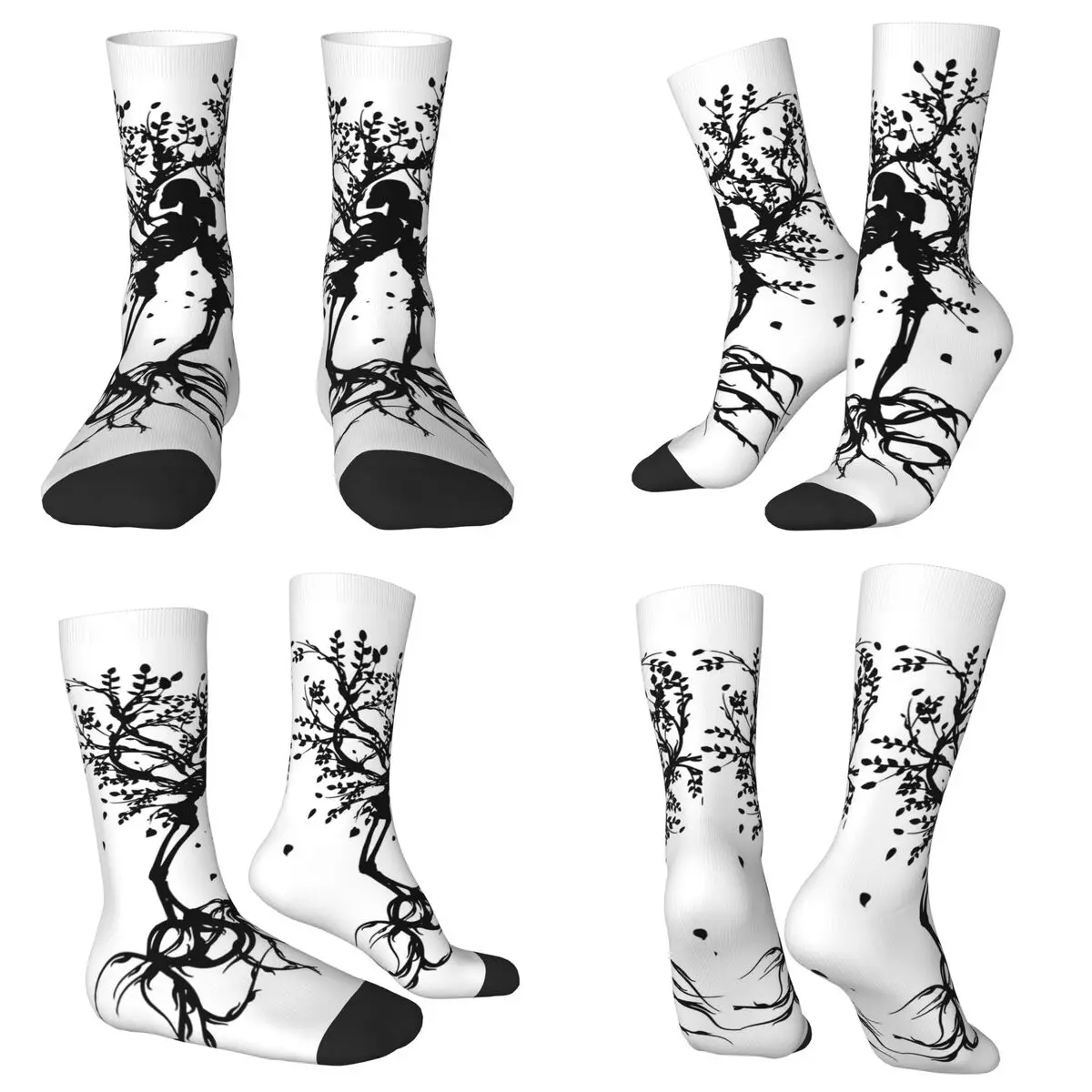 All Seasons Crew Stockings Gothic Skeleton Tree Printed Socks Crazy Hip Hop Long Socks for Men Women Valentine's Day Gifts
