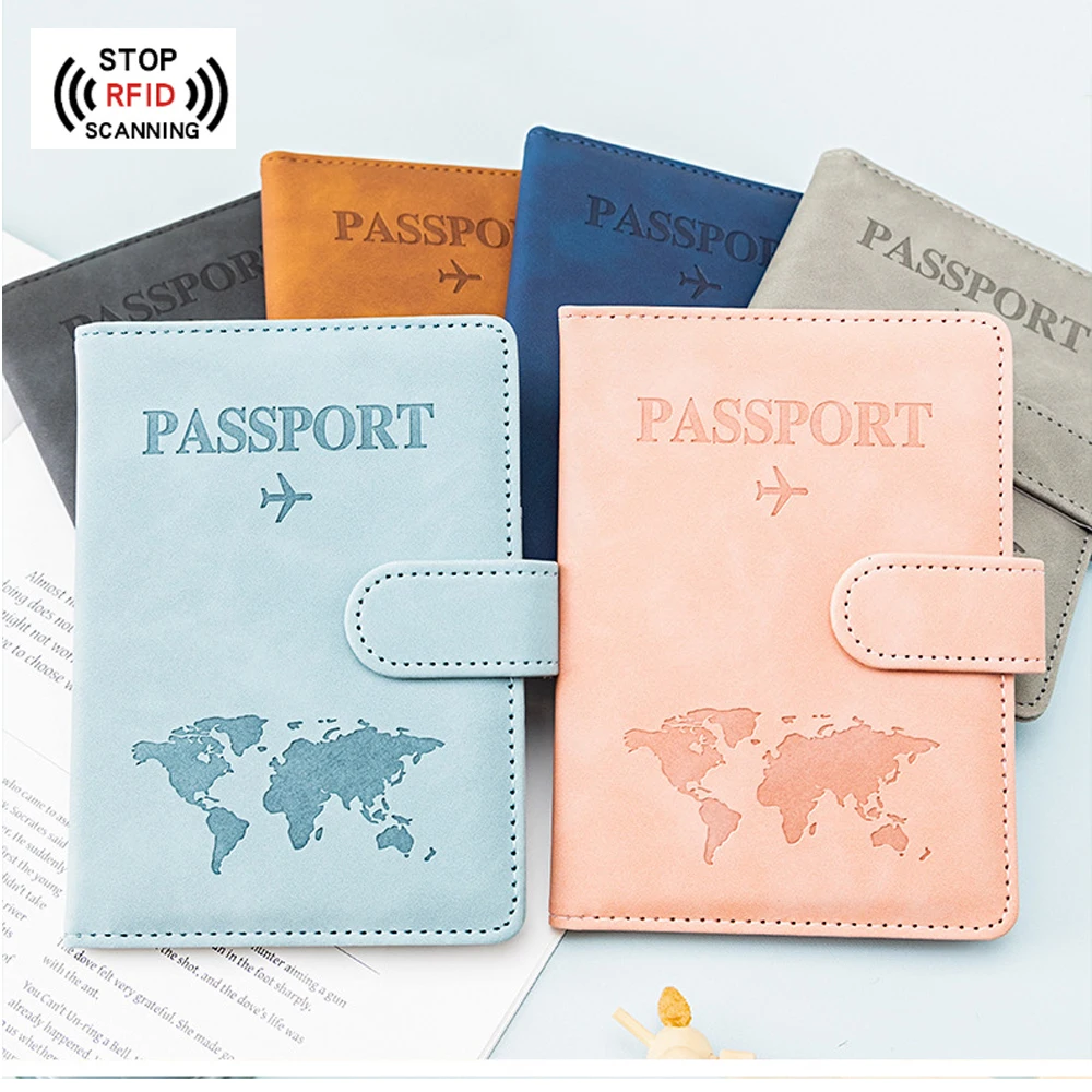 RFID Travel Wallet for Men Map Print Passport Holder Flight Ticket Clip ID Holder Passport Cover Women Passport Travel Organizer