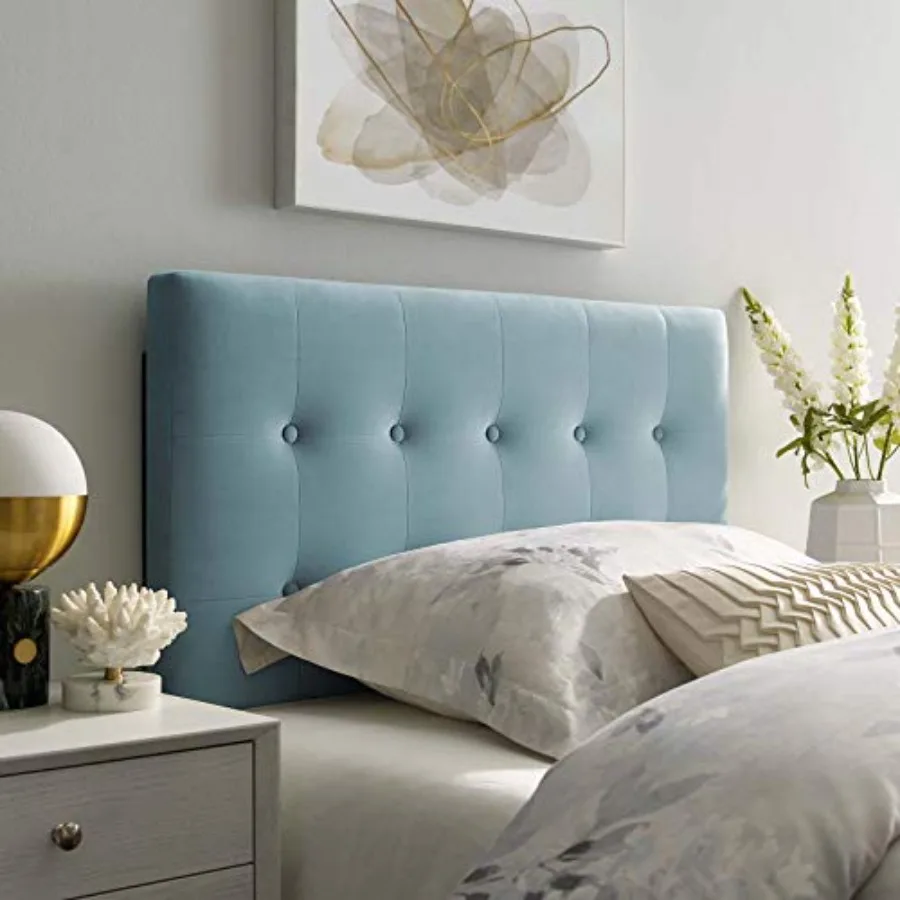 

Emily Twin Biscuit Tufted Performance Velvet Headboard Light Blue