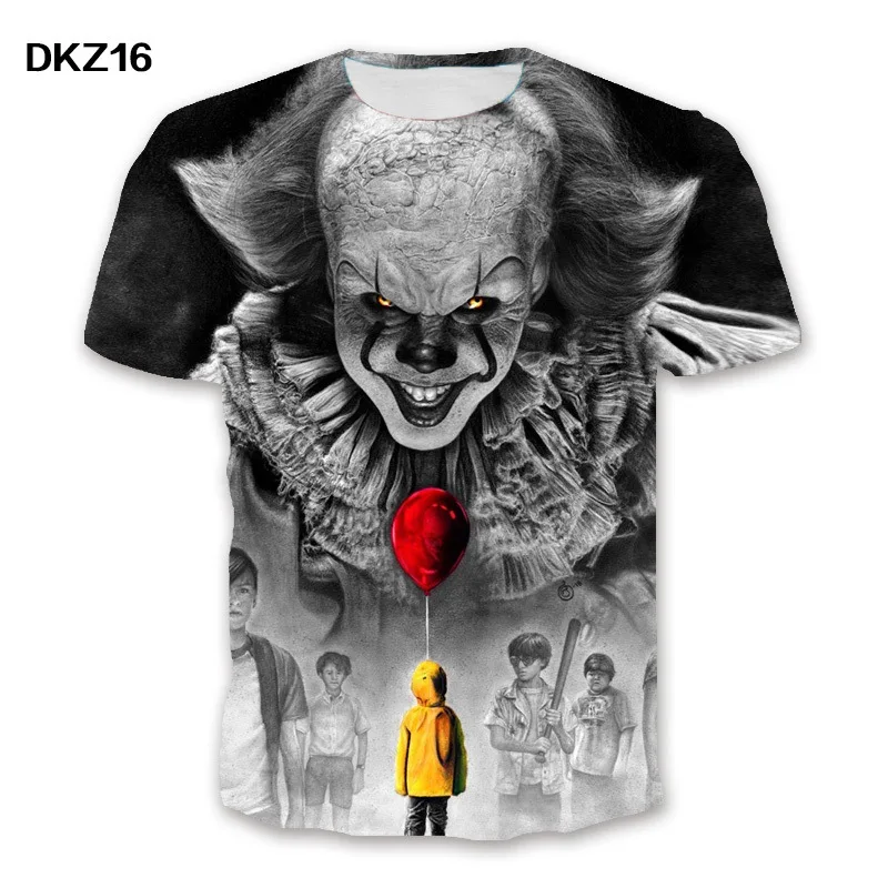 Hot New Pattern T-shirt Clown Theme Men\'s T-shirt 3D Printed Halloween Short Sleeve Printed Costume Street Fashion Punk&Gothic