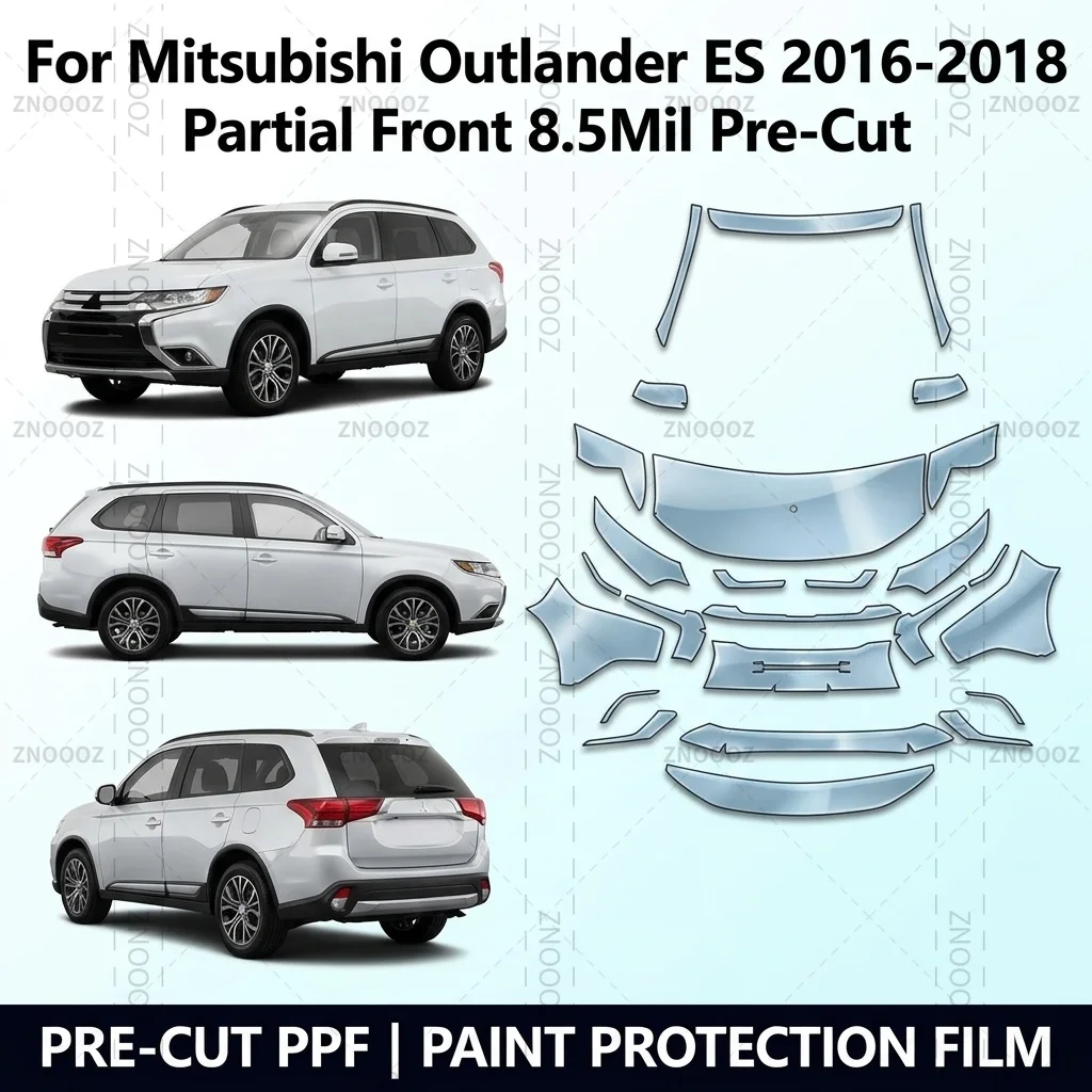 For Mitsubishi Outlander ES 2016-2018 Partial Front 8.5Mil Pre-Cut PPF Paint Protection Kit, TPU Self Healing, Anti Hydrophobic