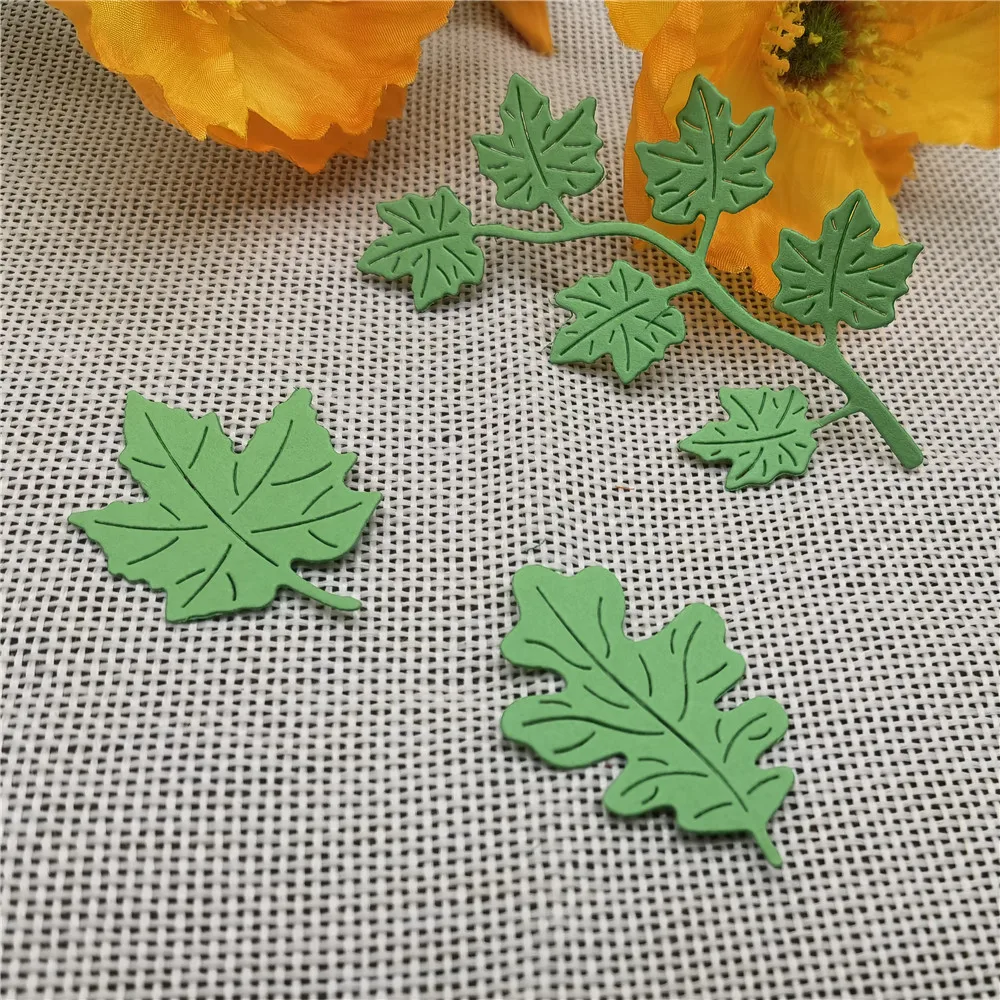 3 Piece Maple Leaf Grape Leaf Deciduous Hand Branch Embossed DIY Album Scrapbook Greeting Card Decoration Metal Cutting Mould