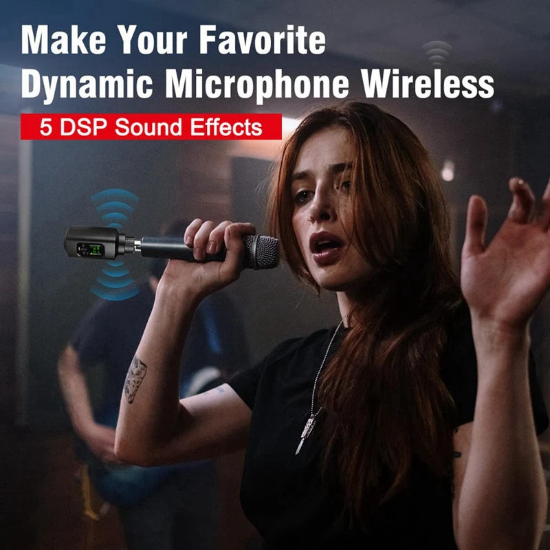 Guitar Wireless Microphone System XLR Transmitter And Receiver For Dynamic Wired Microphone