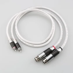 IC102AG 99.998% Pure Silver Carbon Fiber RCA To XLR Cable HiFi Audio Interconnect Solid PSS Pure Silver Core Silver-Plated Plug