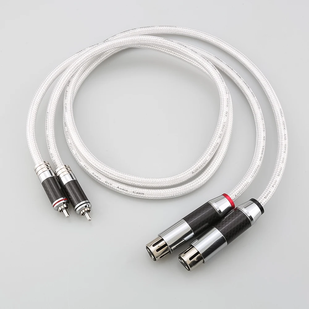 IC102AG 99.998% Pure Silver Carbon Fiber RCA To XLR Cable HiFi Audio Interconnect Solid PSS Pure Silver Core Silver-Plated Plug