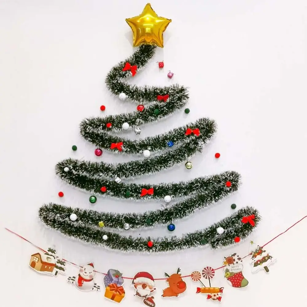 2 Meter Christmas Tree Decoration Ribbon with Bell and Bow DIY Garland Ribbon Green Christmas Artificial Plant Vine Bar