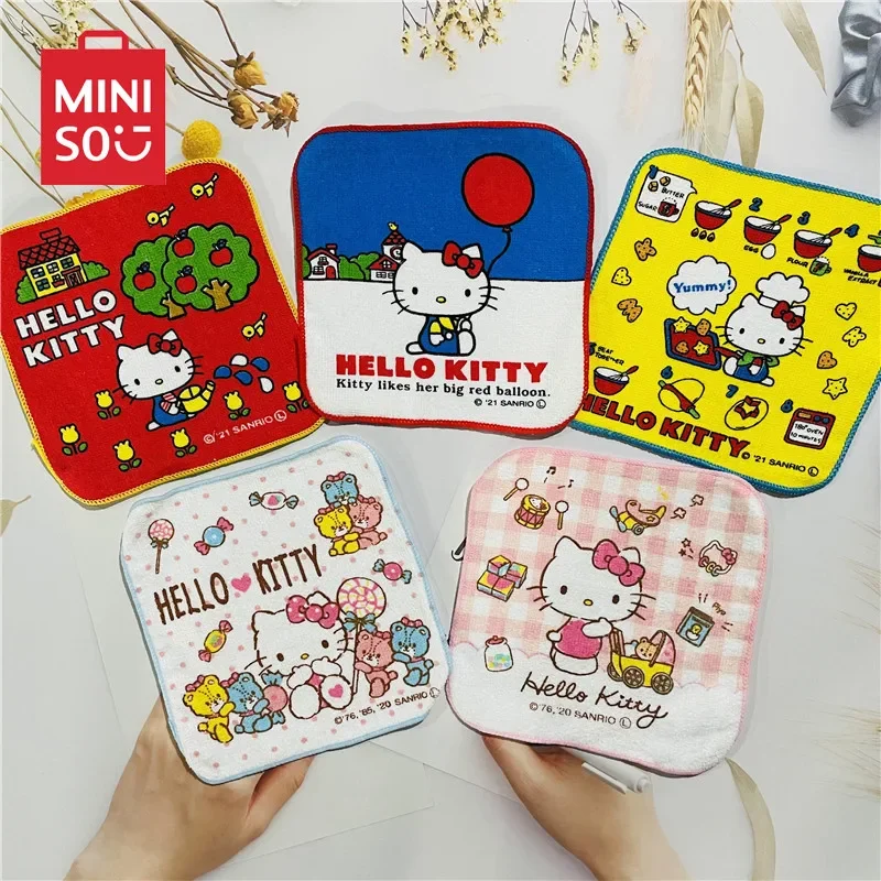 

Cartoon Hello Kitty 15*15 Pattern Creative Girl Small Towel Kindergarten Wipe Baby Square Print Skin Friendly Soft Fabric Gift