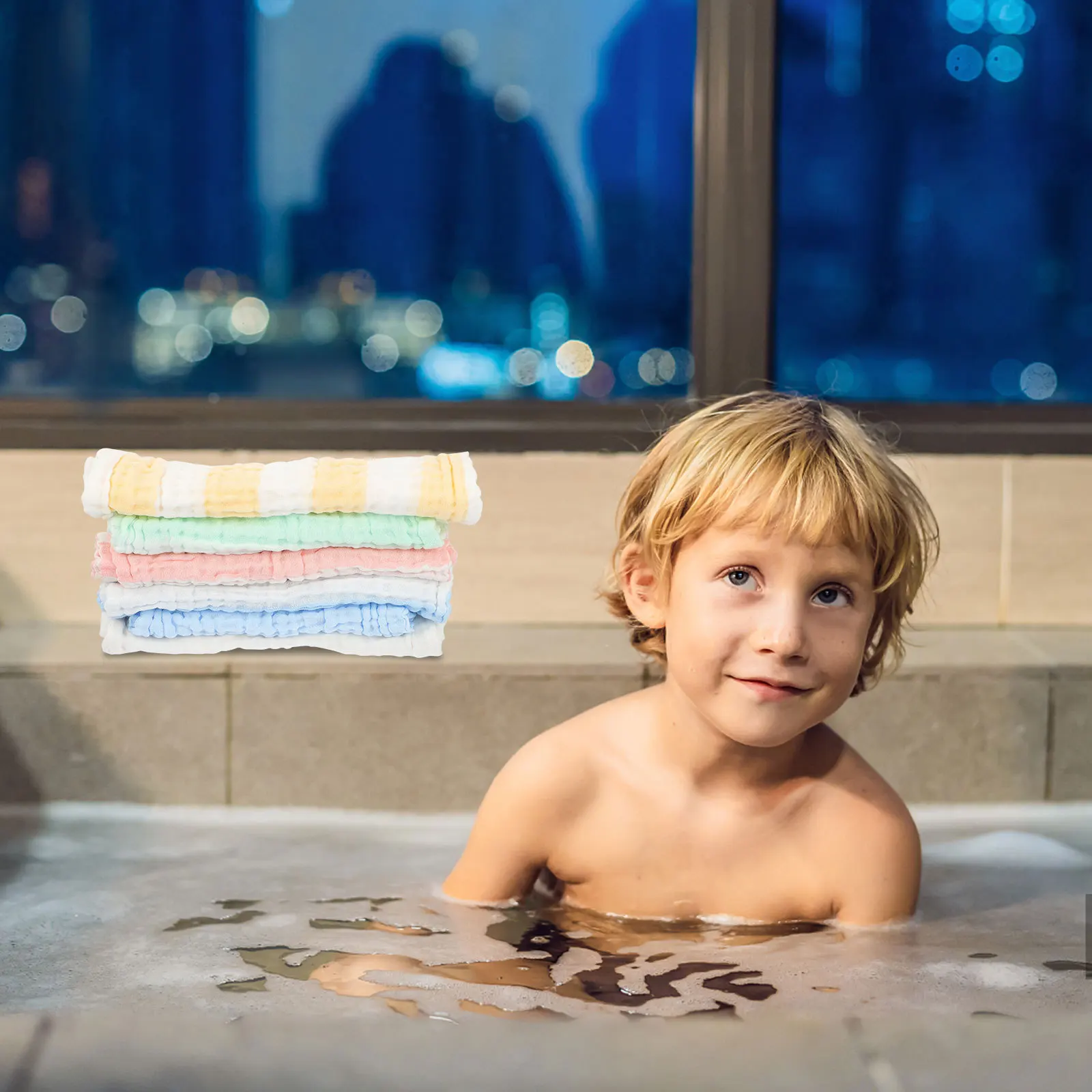 

6Pcs Baby Cotton Sweat Absorbent Towels Cartoon Design Soft Breathable Infant Saliva Sweat Cloth for Outdoor Play Kindergarten