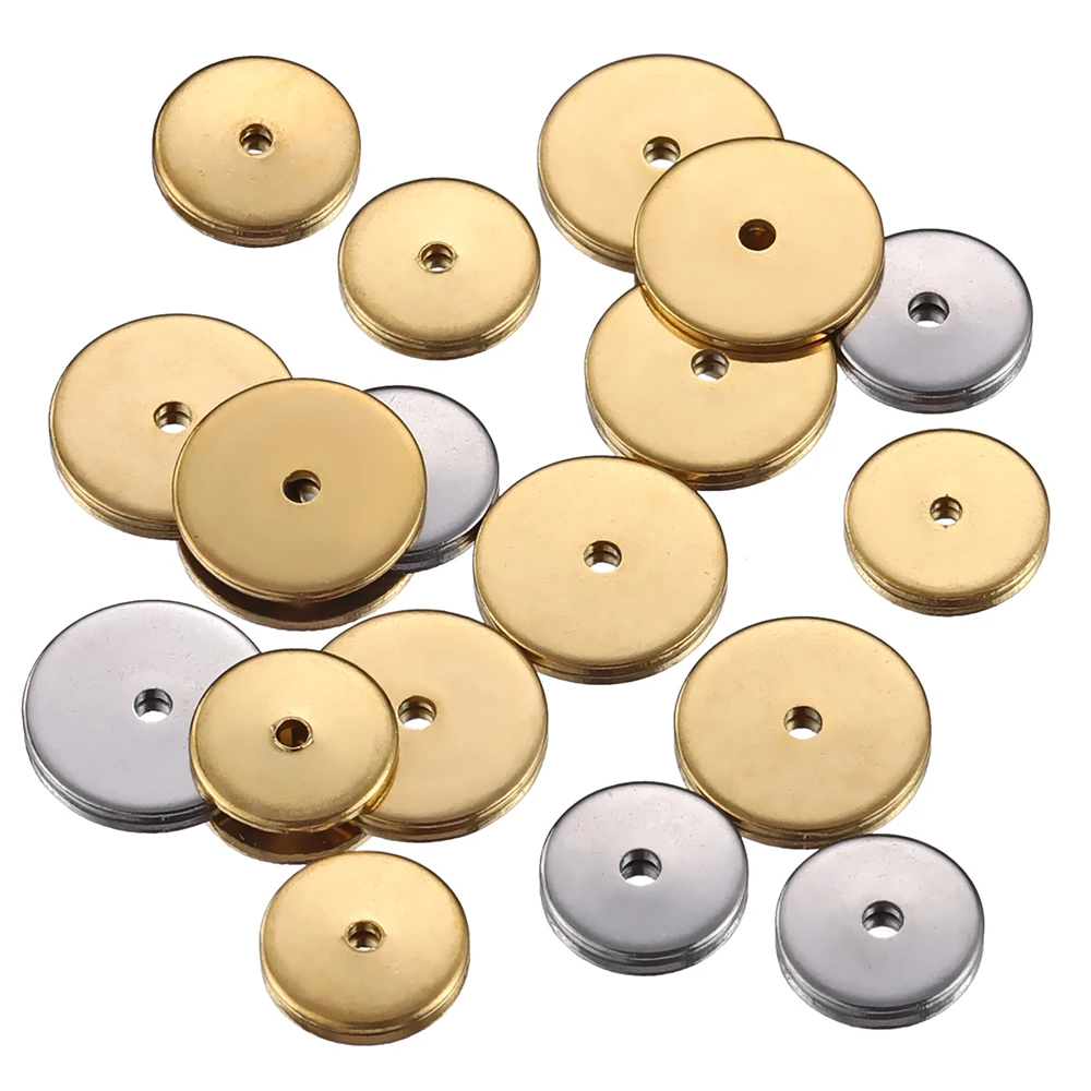 20pcs Stainless Steel Disc Flat Round Spacers Loose Beads for Jewelry Making DIY Necklace Bracelet Earrings Pendants Charms