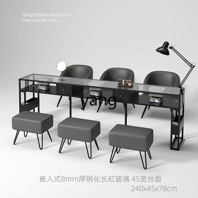 LHglass large countertop manicure table cream wind simple nail salon special table and chair set