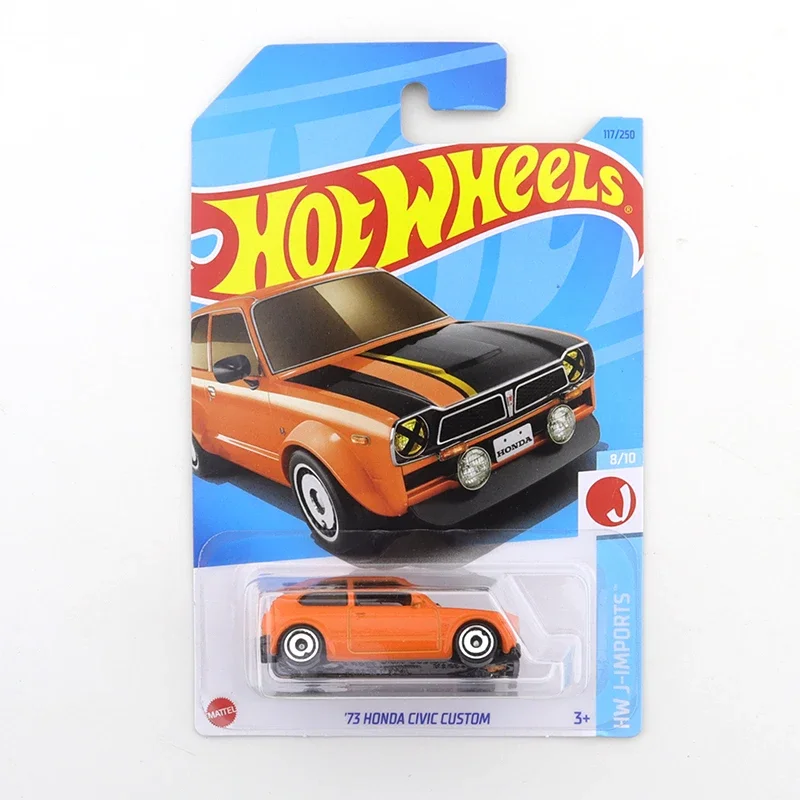 2023-117 Original Hot Wheels 73 HONDA CIVIC CUSTOM Mini Alloy Coupe 1/64 Metal Diecast Model Car Kids Toys Gift