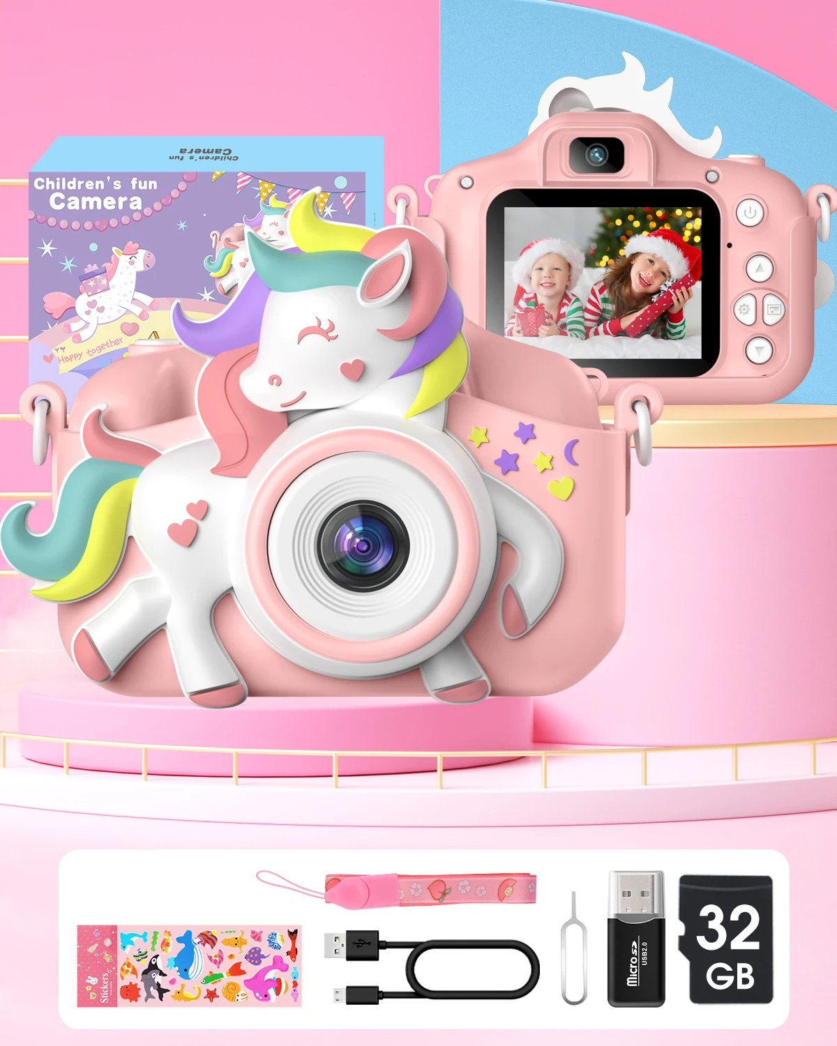 Kamera Mini Anak-anak Kamera Digital HD 20.0 MP 1080P Mainan Camcorder Layar 2.0 "dengan Kartu 32GB untuk Hadiah Ulang Tahun 6-12 Tahun