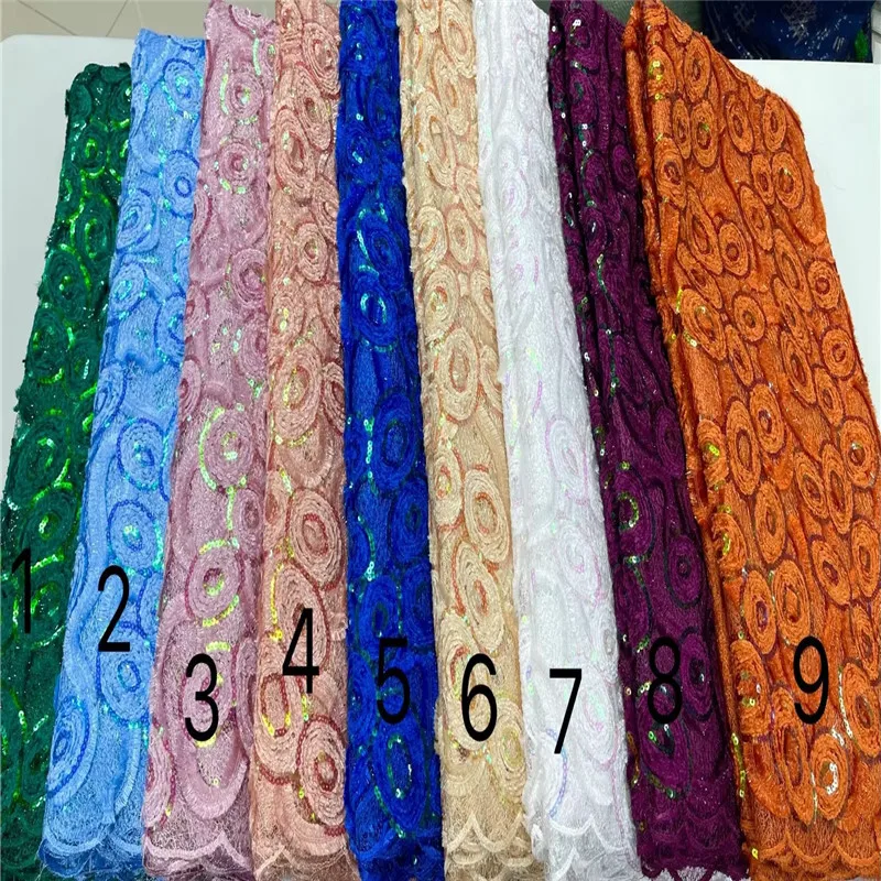 

Latest African Lace Fabric 2023 High Quality Nigerian Fashion Sequins Embroidery French Tulle Net Lace Fabric For Wedding Dress