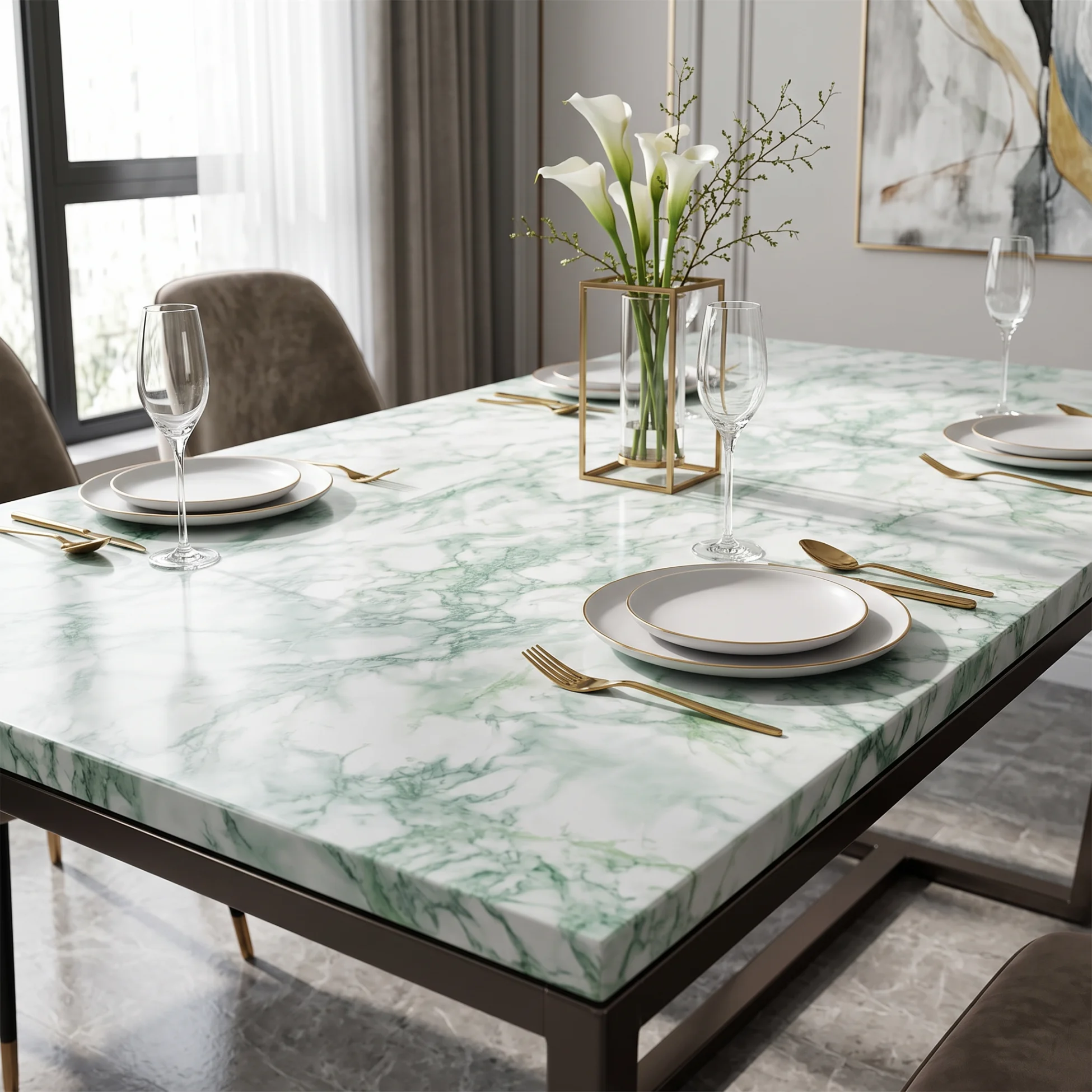 55cm Wide Marble Self-Adhesive Contact Paper Waterproof Oilproof Vinyl Wallpaper for Kitchen Cabinet Bathroom Furniture Decor