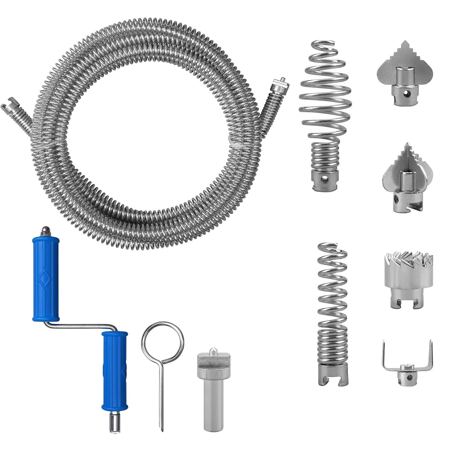 

Drain Auger Attachments, Multi-Tool Cutter Head Set with Auto-Lock for Pipe Clog Removal