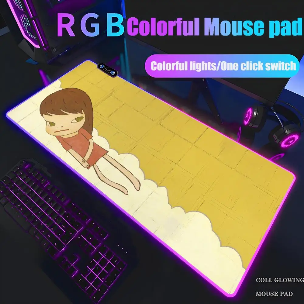 Japan Yoshimoto nara cartoon girl Mouse Pad Tablet RGB mouse Pad Laptop xl desktop mouse pad HD Rainbow Gaming keyboard pad90x40