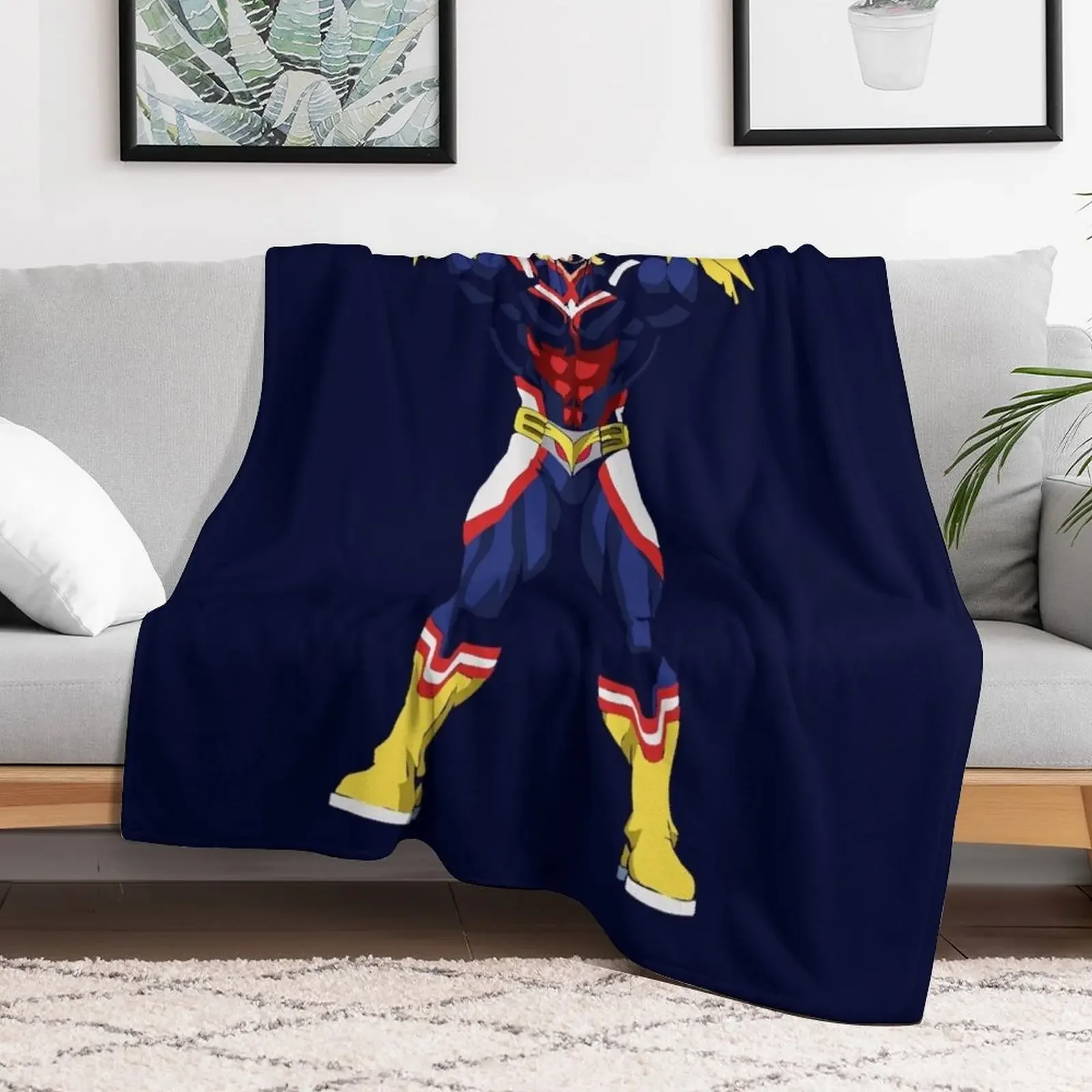 All Might outline Throw Blanket Soft Plaid anime Giant Sofa For Baby Blankets