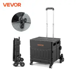 VEVOR Stair Climbing Cart 155lbs Outdoor Camping Trolley Shopping Cart Portable Rolling Crate Handcart W/ Telescoping Handle&Lid