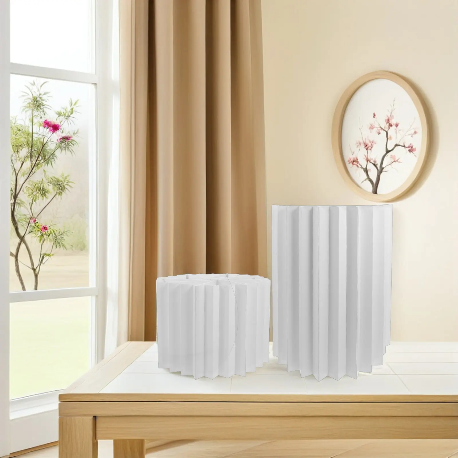 2pcs Roman Column Cake Pillars Foldable Cardboard Cylinder Stands Adjustable Height For Wedding Party Birthday Decor White Cake