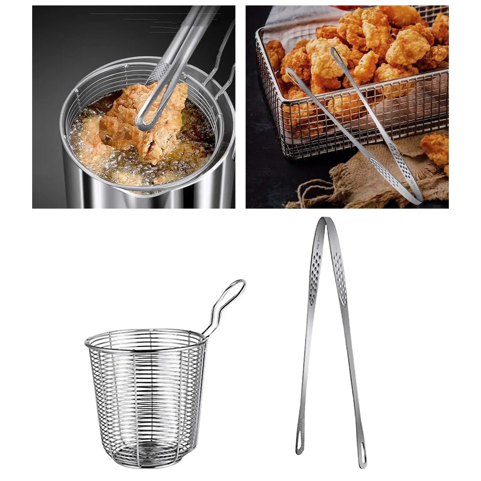 Mini Frying Basket, Round Mesh Strainer, Practical Easy to Clean Sturdy Food