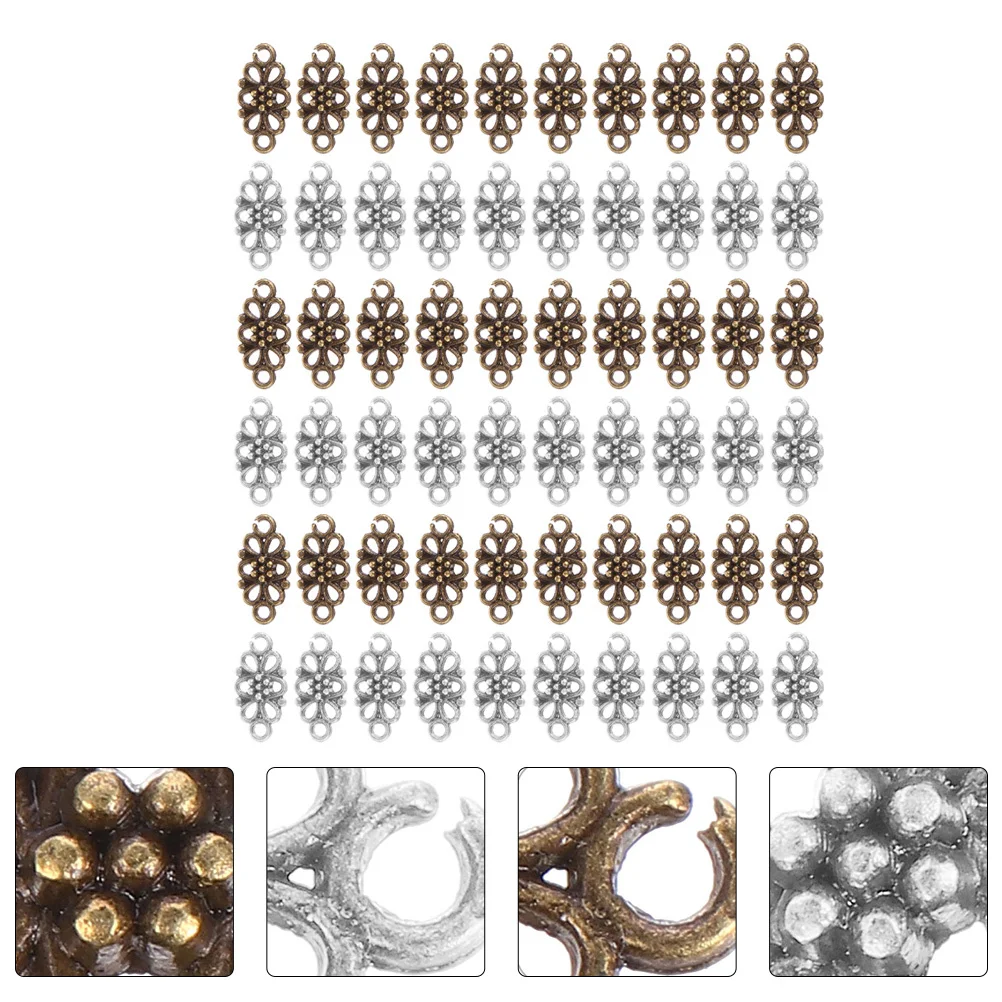 

60Pcs Vintage Style Flower Charms Connectors Simple Unique Design DIY Jewelry Making Necklace Bracelet Keychain Accessories