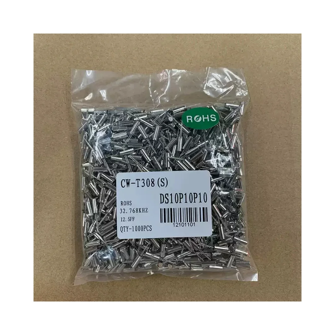 100PCS/nickel-plated environmental protection cylindrical 3 * 8MM 32.768K quartz crystal 32768 passive crystal oscillator 32.768