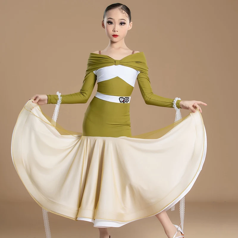 

Fashion Latin Dance Dress Girls Waltz Modern Dancing Clothing Children'S Samba Rumba Ballroom Dance Competition Dresses XS7948