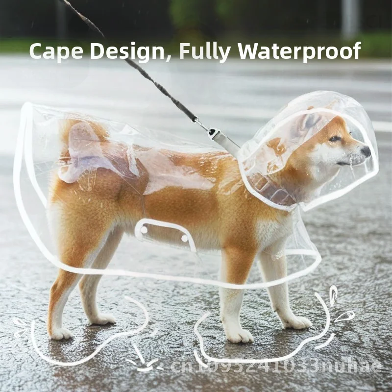 Eco-Friendly Pet Raincoat for Large Dogs Transparent Waterproof Windproof EVA Dog Jacket Red Edging Casual Style Universal Size