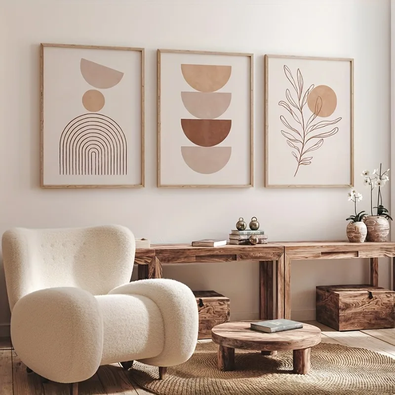 

3pcs Canvas Poster, Modern Art, Bohemian Abstract Canvas Paintings, Mid Century Wall Art, Decor Wall Art Decor, No Frame