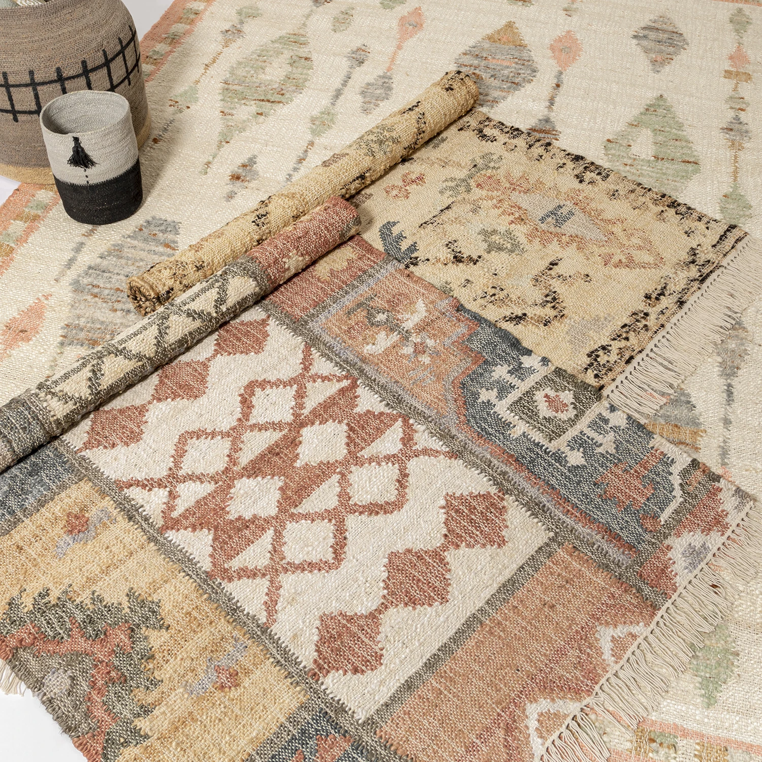 

Индийский джутовый шерстяной ковер ручной работы для гостиной 90x150 см, этнический прикроватный коврик в скандинавском пасторальном стиле, домашний ковер, декор