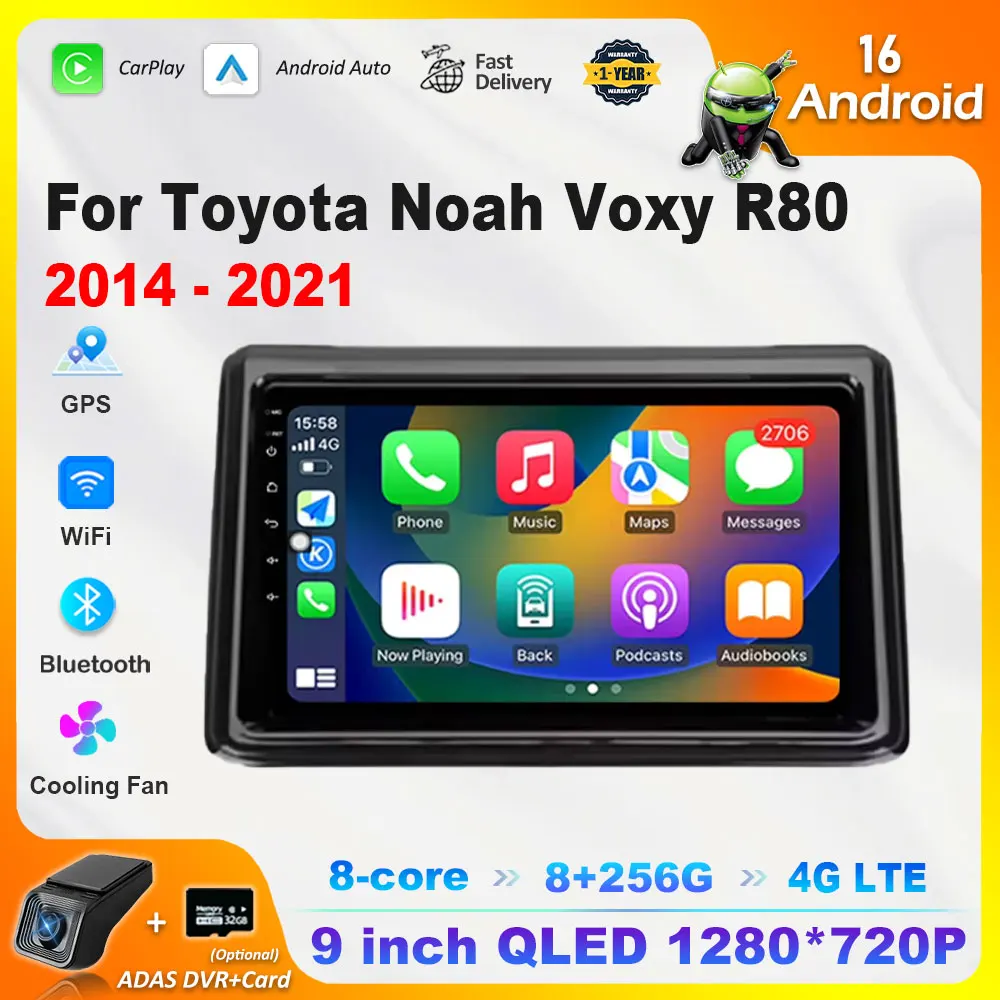 

10.1 '' for Toyota Noah Voxy R80 2014 - 2021 GPS Navi WiFi Android 16 System 4G Touch Screen Car Video Multimedia Player Carplay