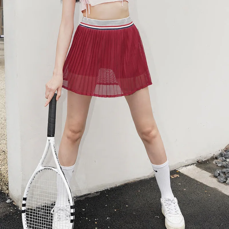 

Summer Tennis Pleated Skirt with Shorts Pocket Underneath Gym Golf Women Clothing Skort Yoga Quick Dry Sport Active Wear Running