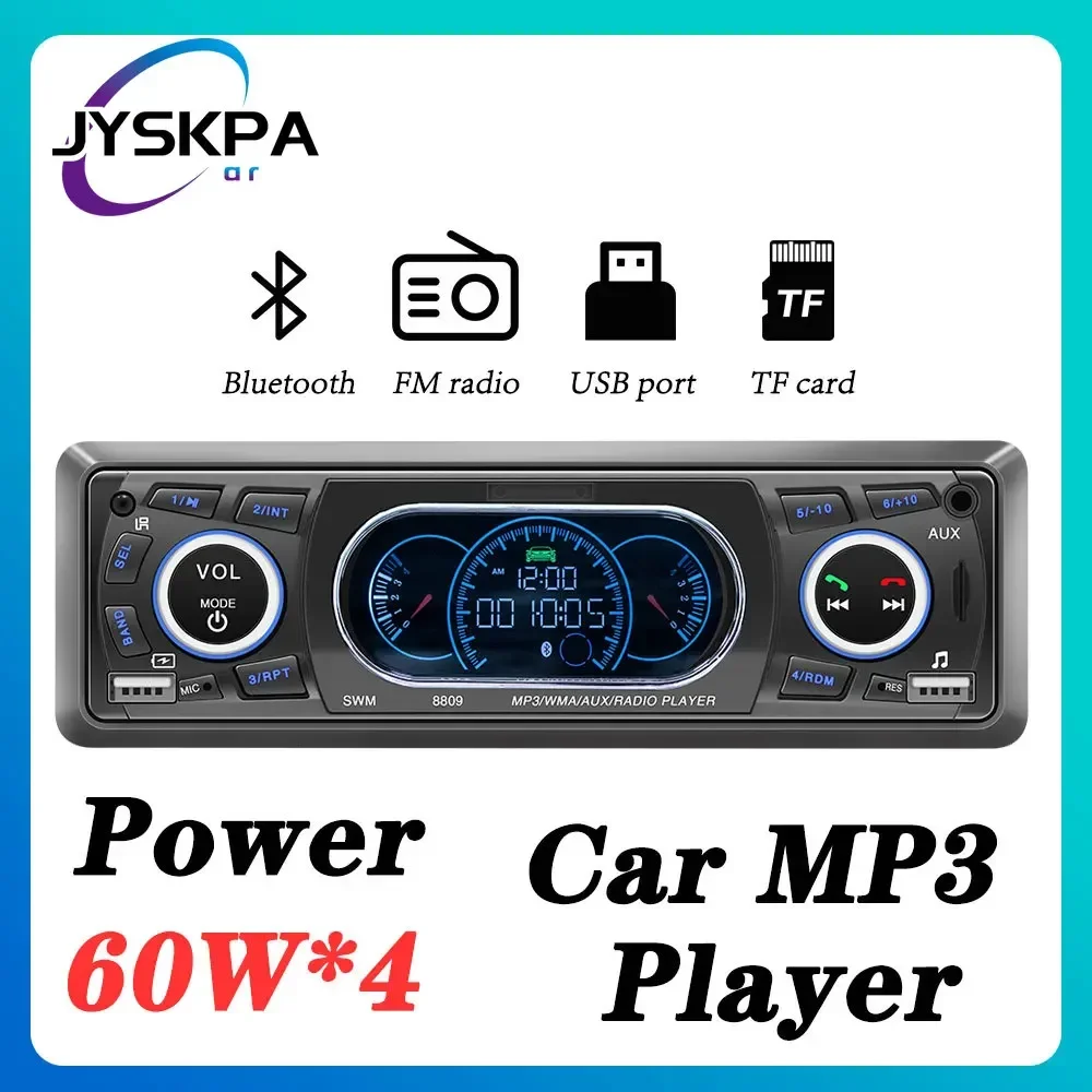 

1DIN Digital Stereo Radio Car Bluetooth Mp3 Player with USB TF Card 12V 60W X 4 Audio System Auto Electronics Accessories