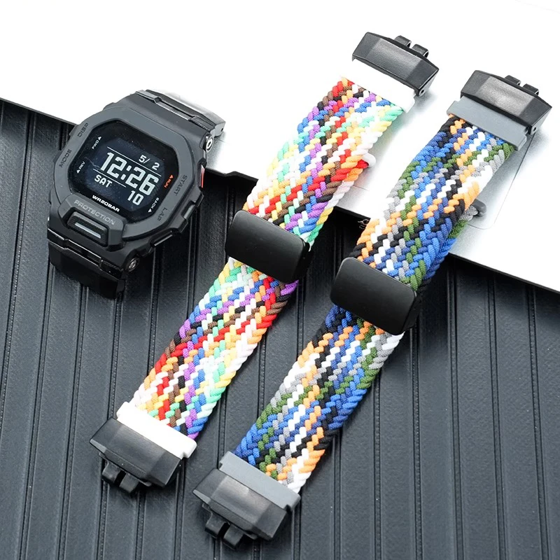 النسيج النايلون معصمه ل كاسيو G-SHOCK مربع صغير GBD-200 GBD200 القط رجل قماش حزام ساعة اليد الرجال حزام الساعات سوار مغناطيسي