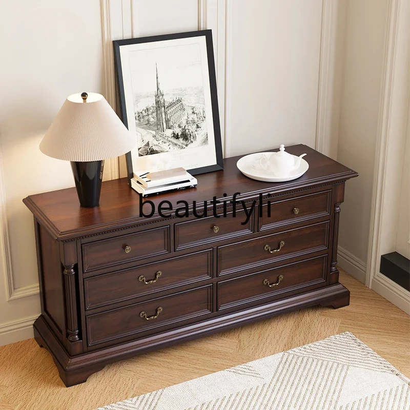 American solid wood classic retro chest of drawers American chest of drawers bedroom storage