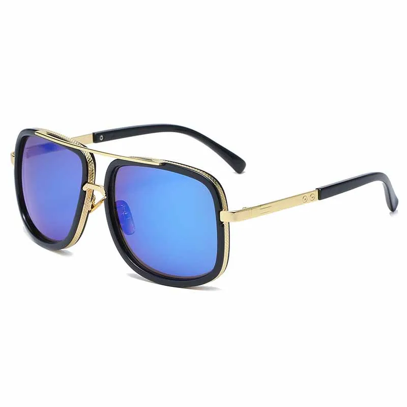 Classic Luxury Metal Frame Twin Bridge Square Sunglasses Men  display picture 1
