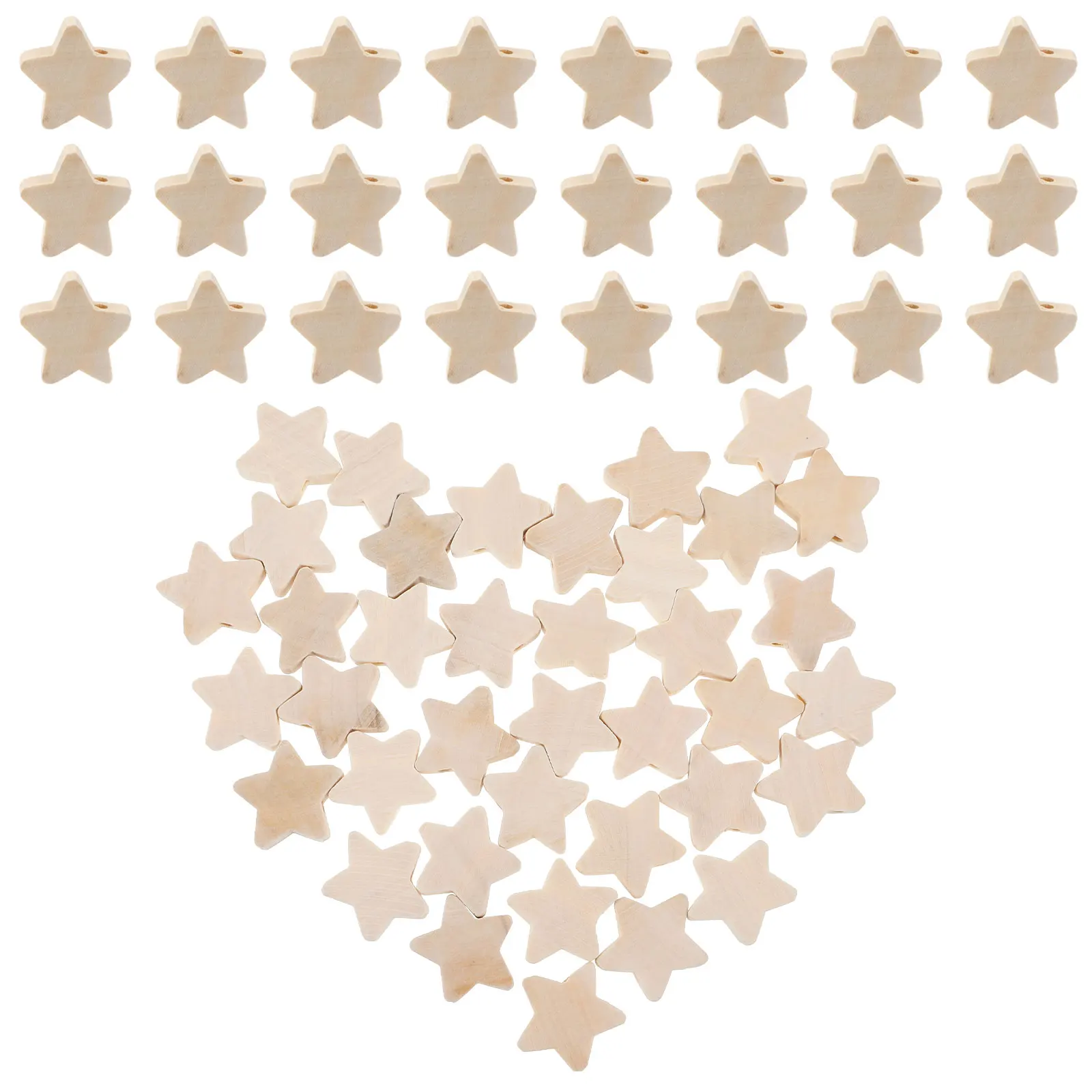 100 szt. Drewniane koraliki w kształcie pięcioramiennej gwiazdy, materiały do rękodzieła DIY, tworzenia biżuterii, rękodzieła dla dzieci, dekoracyjne breloczki, karty, lampki.