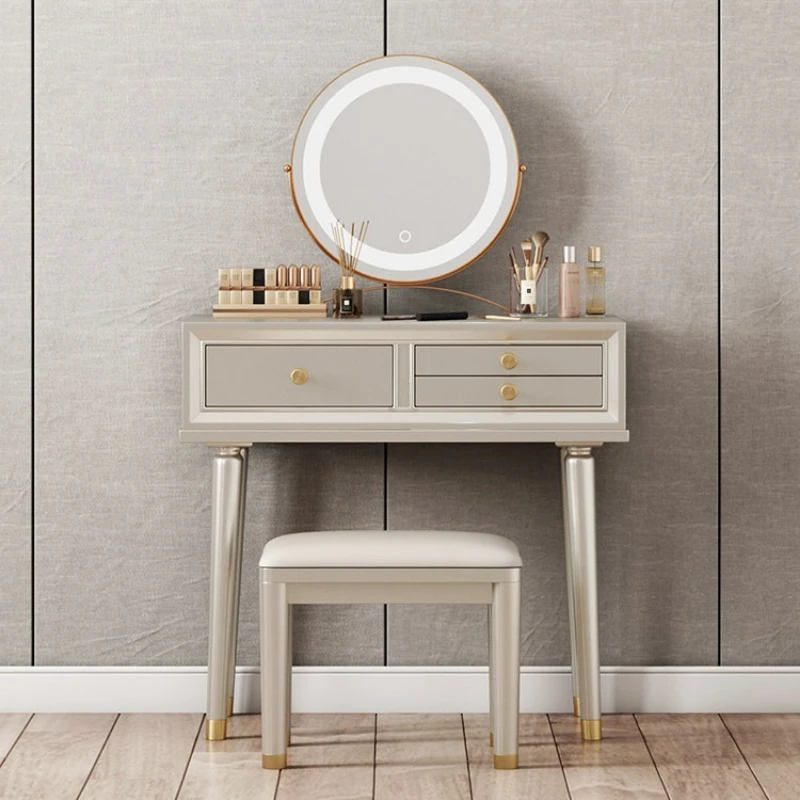 

light luxury dressing table bedroom makeup modern simple vanity with stool design penteadeira de maquiagem furniture home