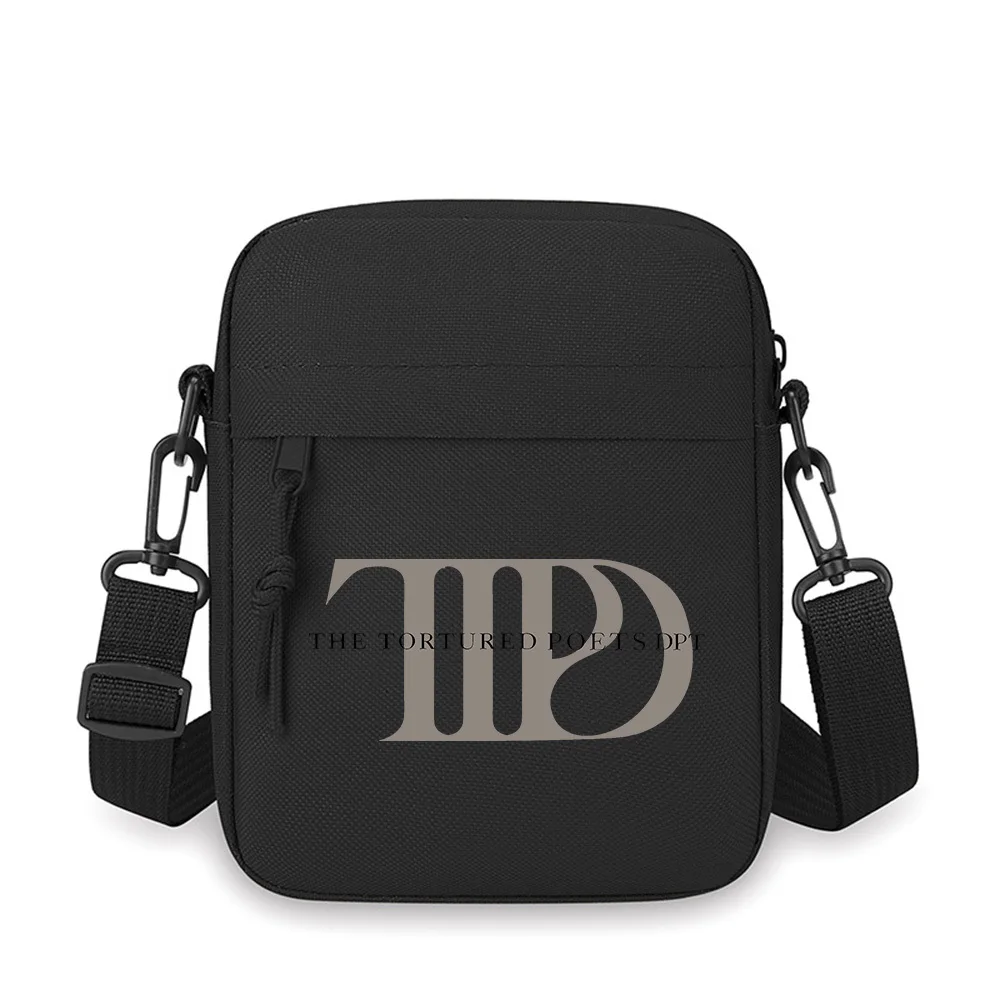 TID stylish pattern grey letter black Men Crossbody Bag Single Shoulder Women Cartoon Anime Film Printing Design Unisex