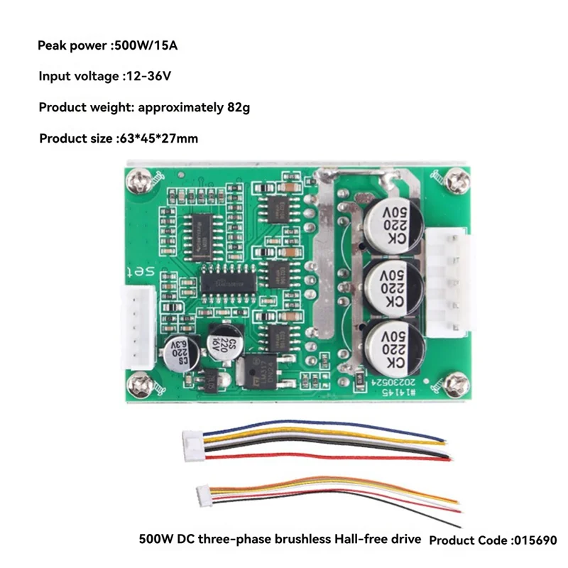 

ABGI-500W15A Бесщеточный двигатель Холла, плата драйвера 500 Вт, бесщеточная плата управления Холла для бесщеточного двигателя Холла постоянного тока