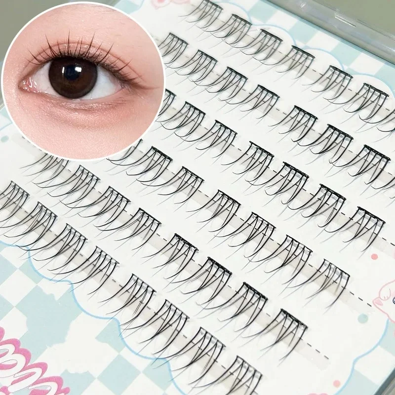 Glueless Segmented Eyelashes 48 Clusters 9‑12mm C Curl, Natural Fluffy Cluster Lashes, Reusable Self‑Adhesive Individual Lashes