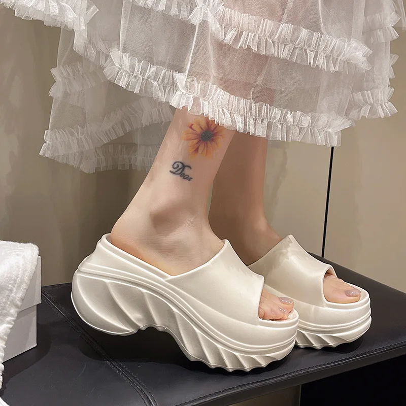 شباشب نسائية لزيادة الارتفاع، شباشب ملابس خارجية صيفية للسيدات، شباشب إيفا جديدة ذات نعل سميك، صنادل منزلية بنعل ناعم، صنادل للنساء #5