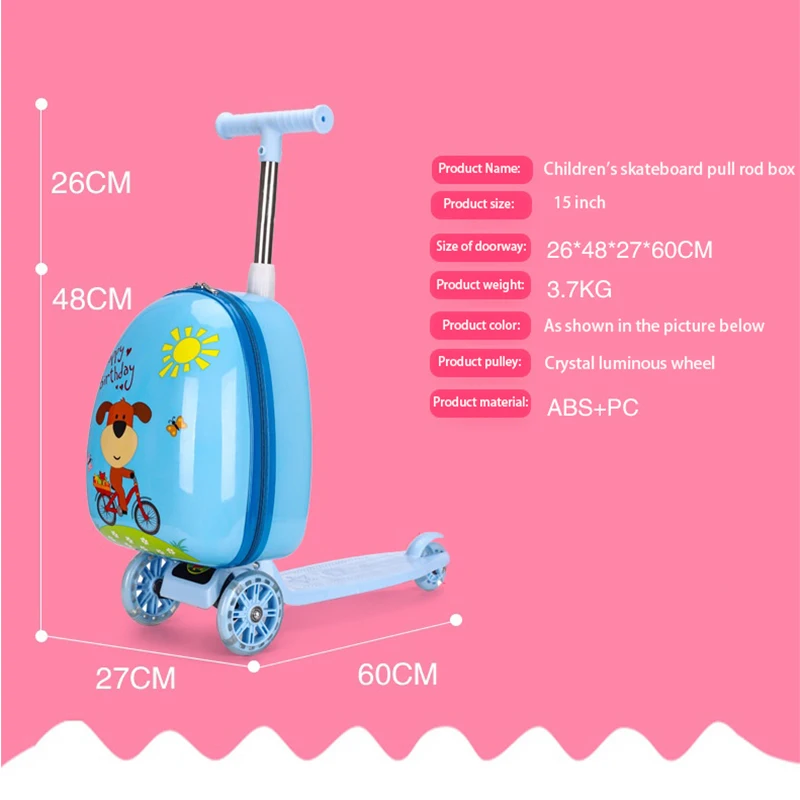 Imagem -06 - Mala Scooter dos Desenhos Animados para Crianças Mala de Bagagem com Rodas Mala de Viagem Mochila para Meninos e Meninas Presente para Estudantes Fofo Novo