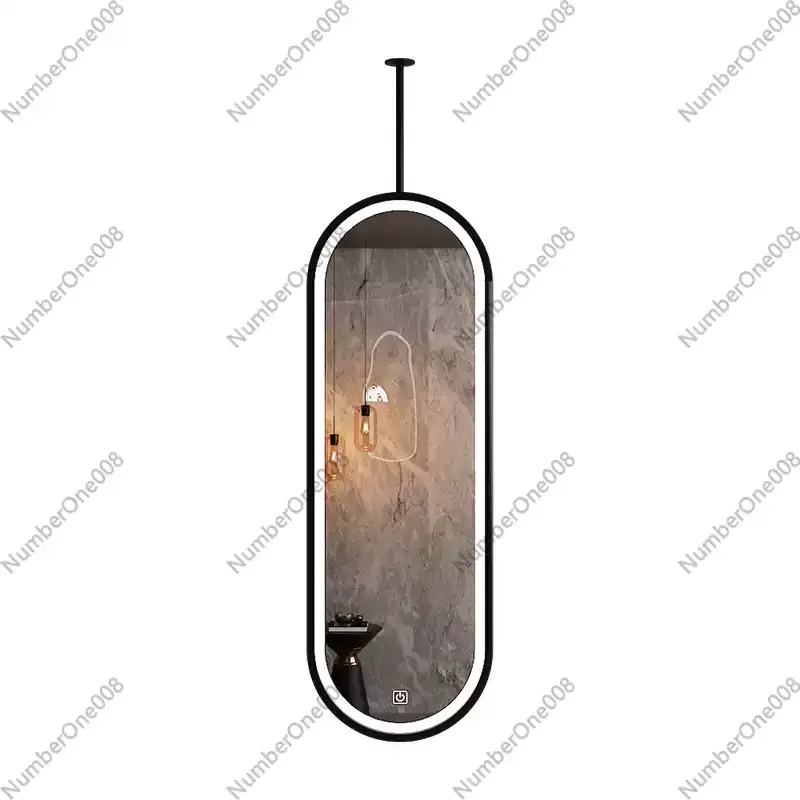 

Home Wall Decorative Mirrors with Lights Bath Mirror Modern Home Decoration Ceiling Suspension Oval Mirror Bathroom Furniture