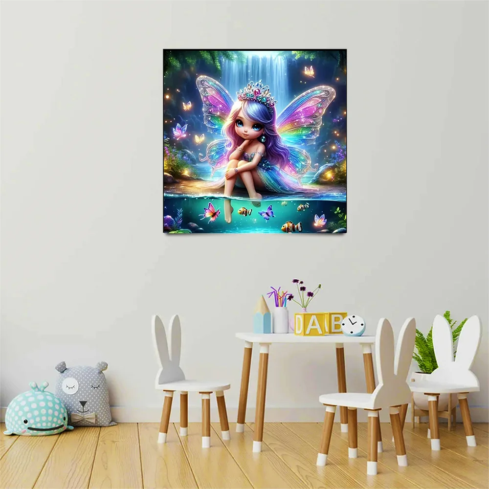 Momoart Girl Diamond Mosaic Portrait New 2024 Painting Spirit Full Square Round Butterfly Embroidery Cartoon Wall Decor view 3