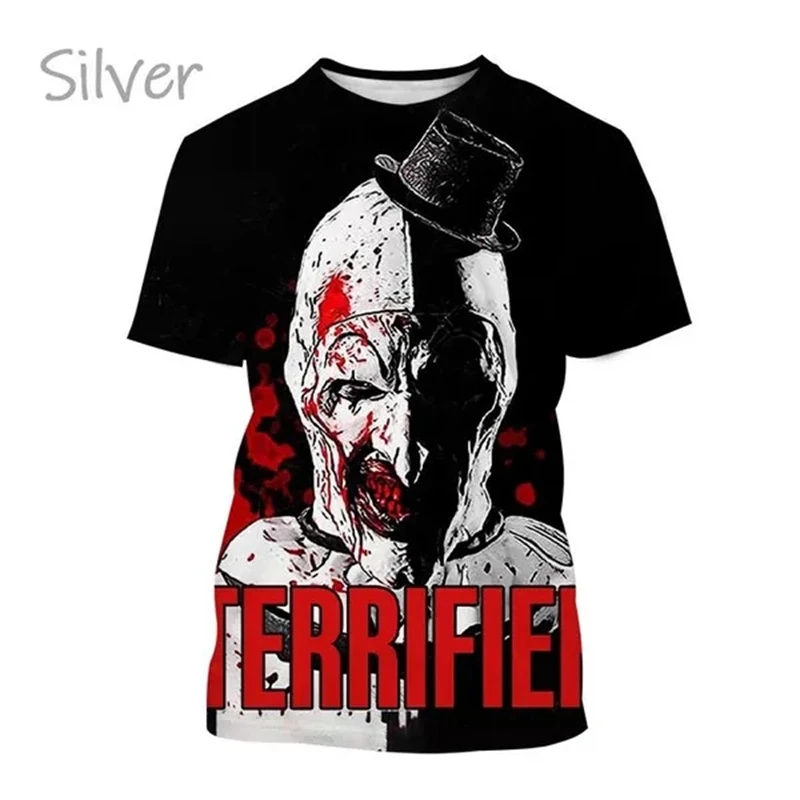 Horror Movie Terrifier 2 Graphic T Shirts for Men Clothing 3D Printing Thriller Halloween T-Shirt Funny Short Sleeve Cool Tshirt