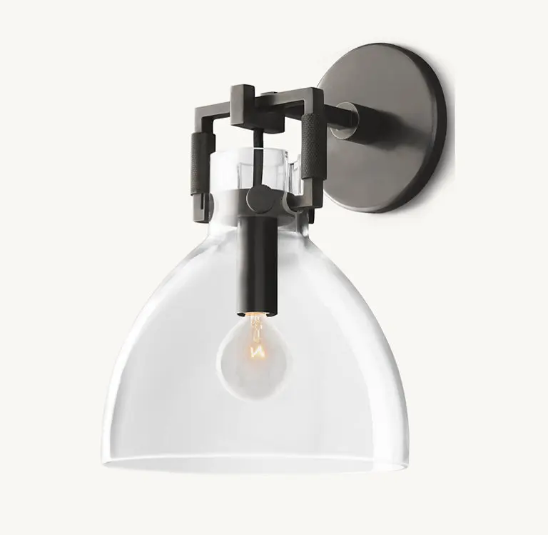 Prosta, w całości miedziana, luksusowa kryształowa lampa ścienna do sypialni, na ścianę przy łóżku, do tła telewizora, lampa ścienna do korytarza.