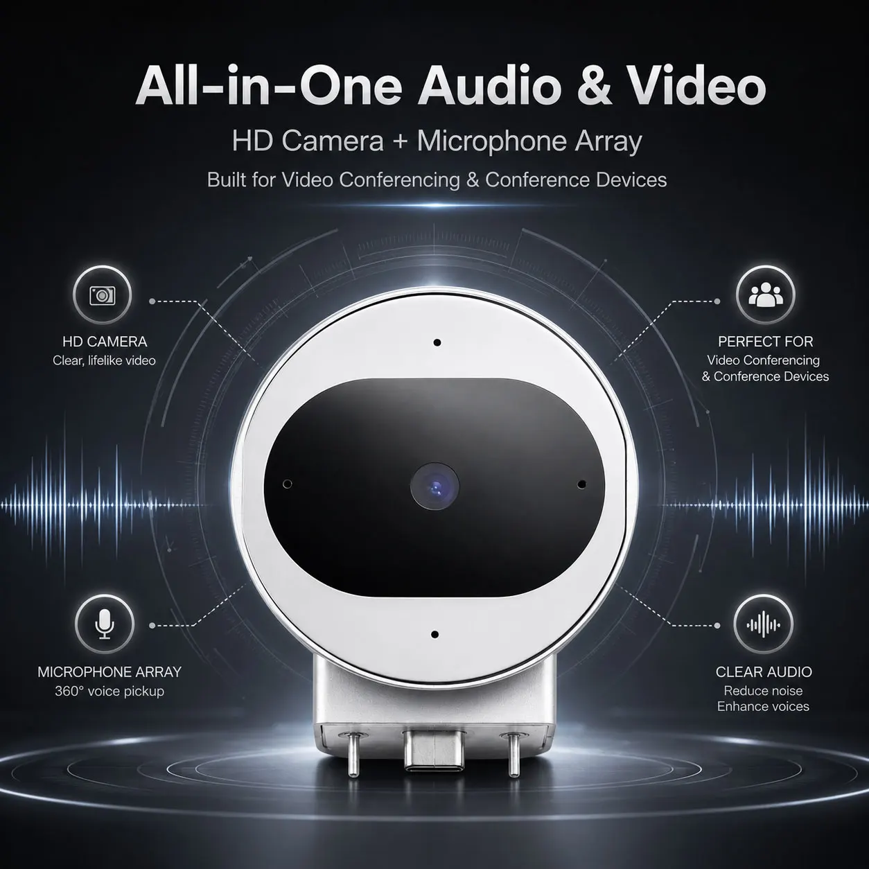 YANHCM 48MP Video Conferencing Camera HD 1080P 4K 30FPS with Microphone USB TYPE-C Driver-free Autofocus For Surface Hub 3